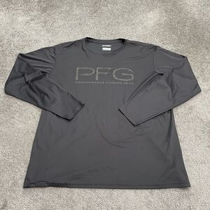 Columbia PFG Omni Shade Tidal Tee Shirt Mens XL Gray Crew Neck Long Sleeve Fish